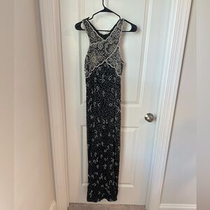 Vintage 1980s Laurence Kazar Silk Beaded Formal Gown